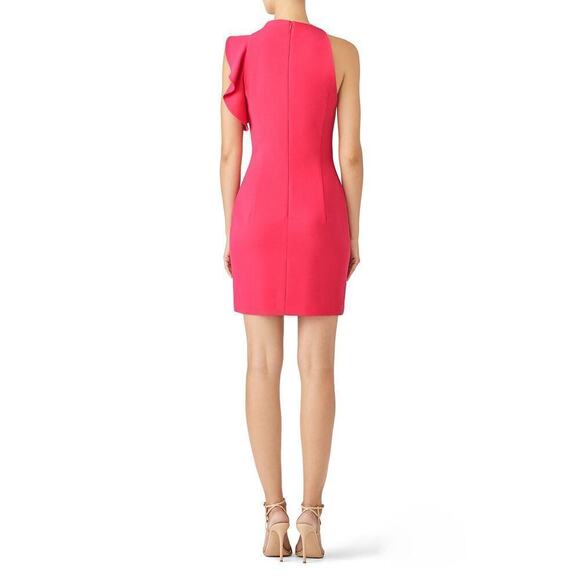 NWT Black Halo Pink Pabla Sheath Dress Ruffles Lined Pink Size 12